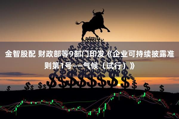 金智股配 财政部等9部门印发《企业可持续披露准则第1号——气候（试行）》